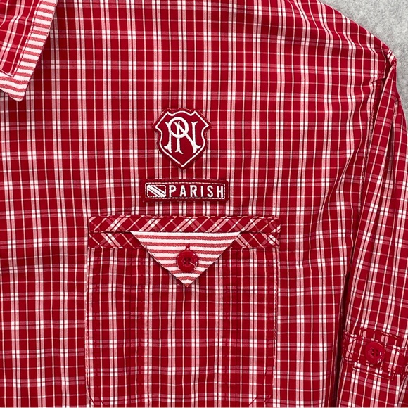 Vintage Y2K Parish Nation Red White Gingham Design XXXXL Long Sleeve - Picture 4 of 12